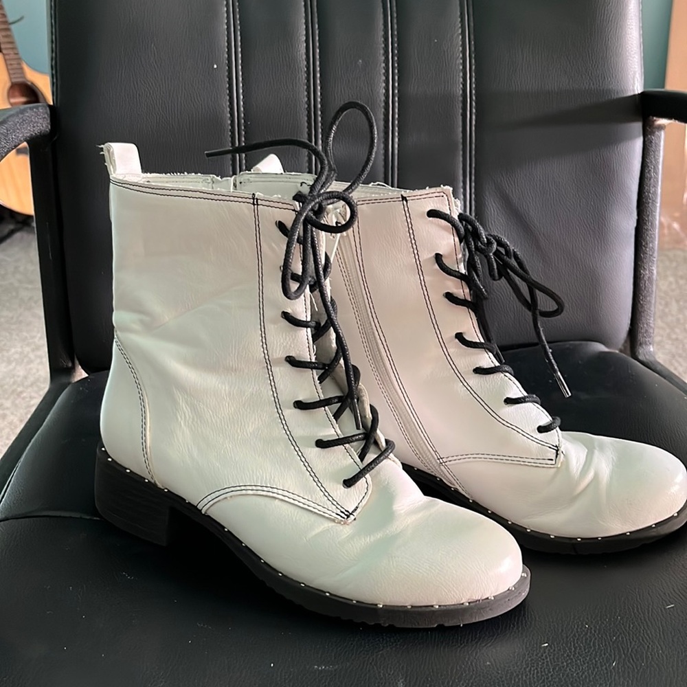 White JC combat boots